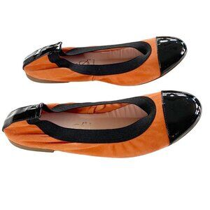 Bailarina by Ska Leather Ballet Flats Vera Pelle Spain Orange/Black Womens Sz 37